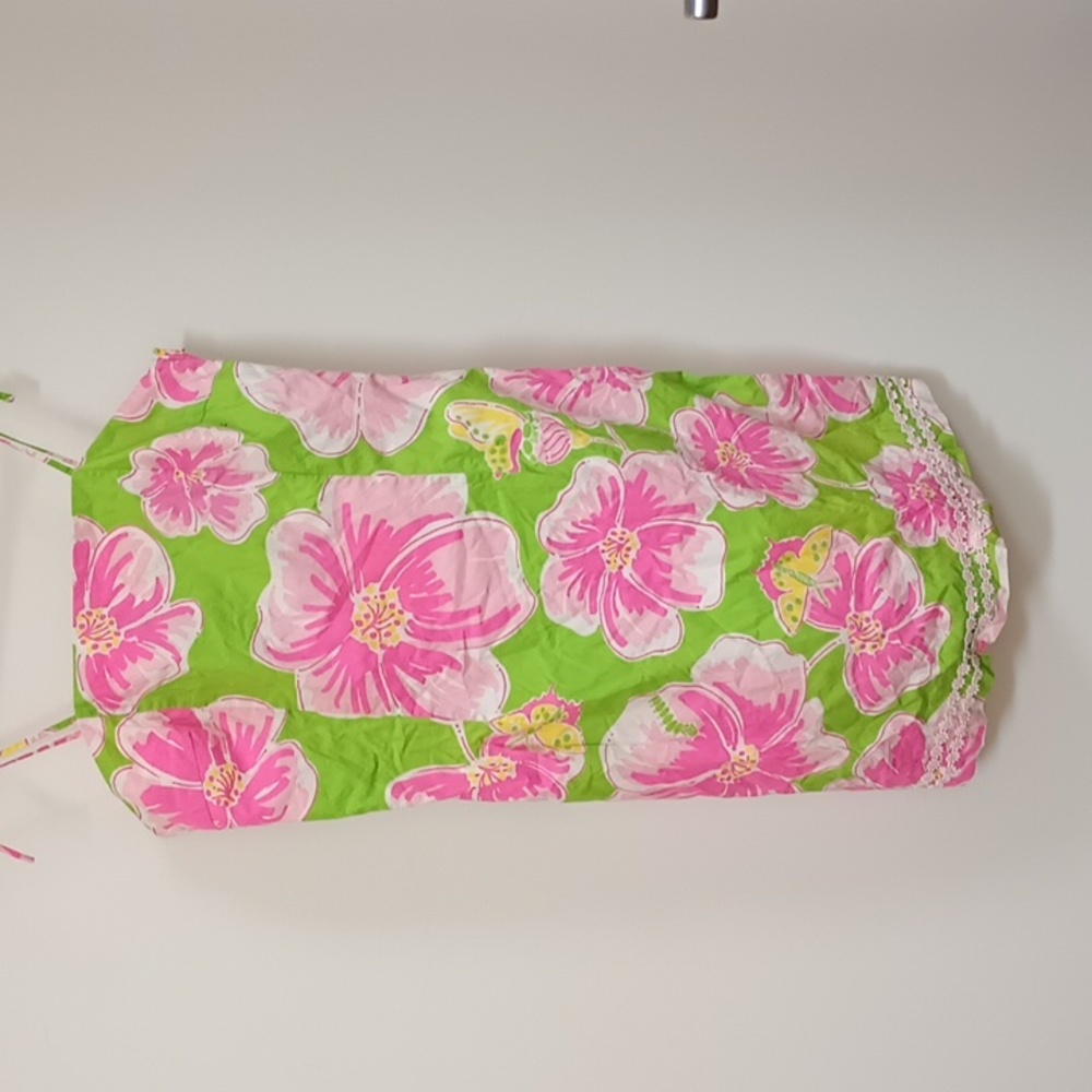 Vintage White Label Lilly Pulitzer Floral Green and Pink Dress